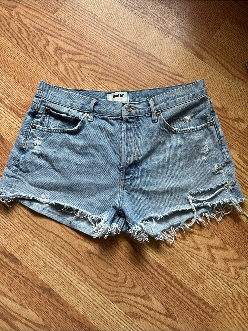 AGOLDE Parker Vintage Cut Off Shorts Size 29 Distressed High Rise Denim Shorts